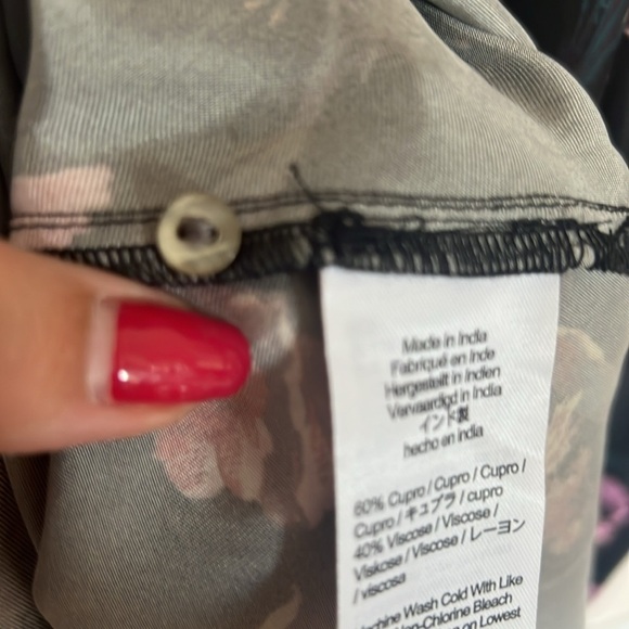 Madewell Belinda Pink Black Floral Midi Dress V-Neck Flutter Sleeves Size 00 - Picture 12 of 12